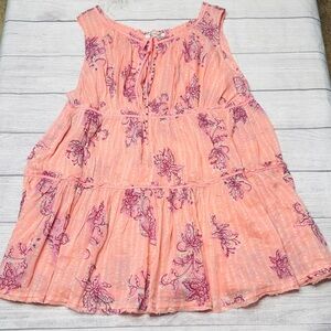 Free People Intimately Sundown Romper Medium Coral Boho Studded Jumper Tiered